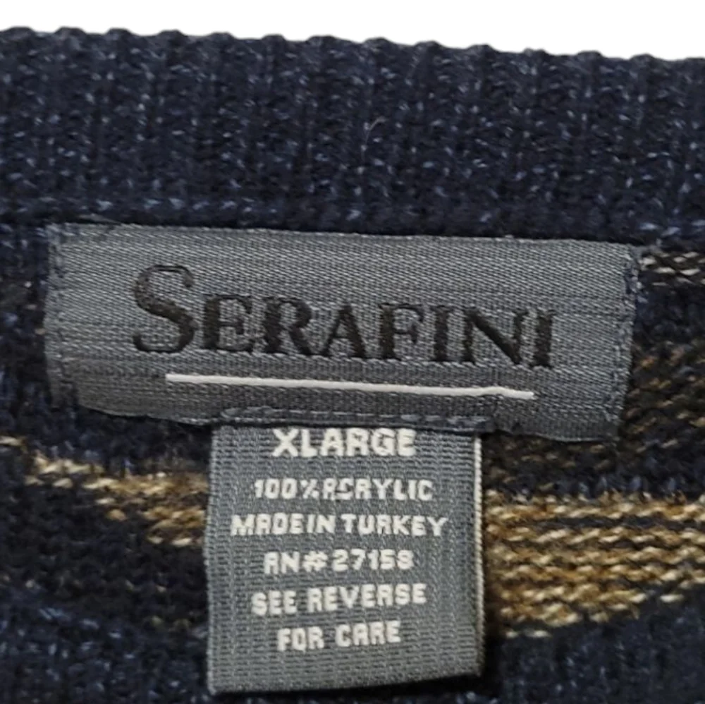 Vintage Serafini 3d Knit Grandpa Dad Crew Sweater y2k 90s Men's Sweater‎ Size XL